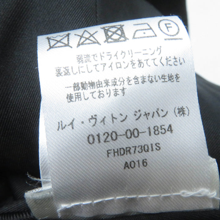 極美品☆LOUIS VUITTON ルイヴィトン FHDR73QIS ウール シルク混 レザー使い 半袖 ドレス ワンピース ブラック 34 正規品 レディース
