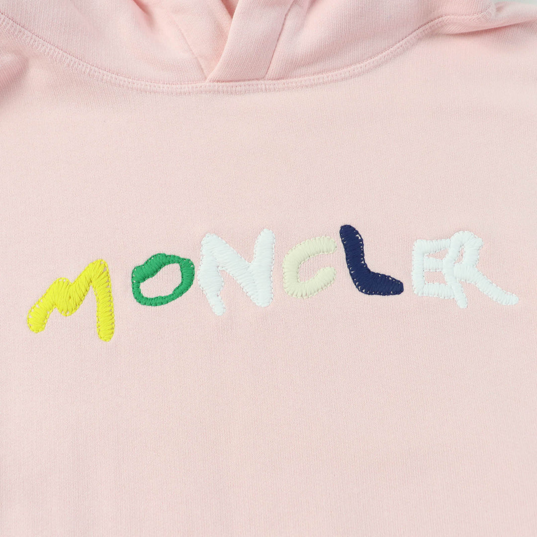 美品☆MONCLER モンクレール 2023年製 HOODIE コットン100％ ロゴワッペン・ロゴ刺繍入り パーカー ピンク L 正規品 レディース