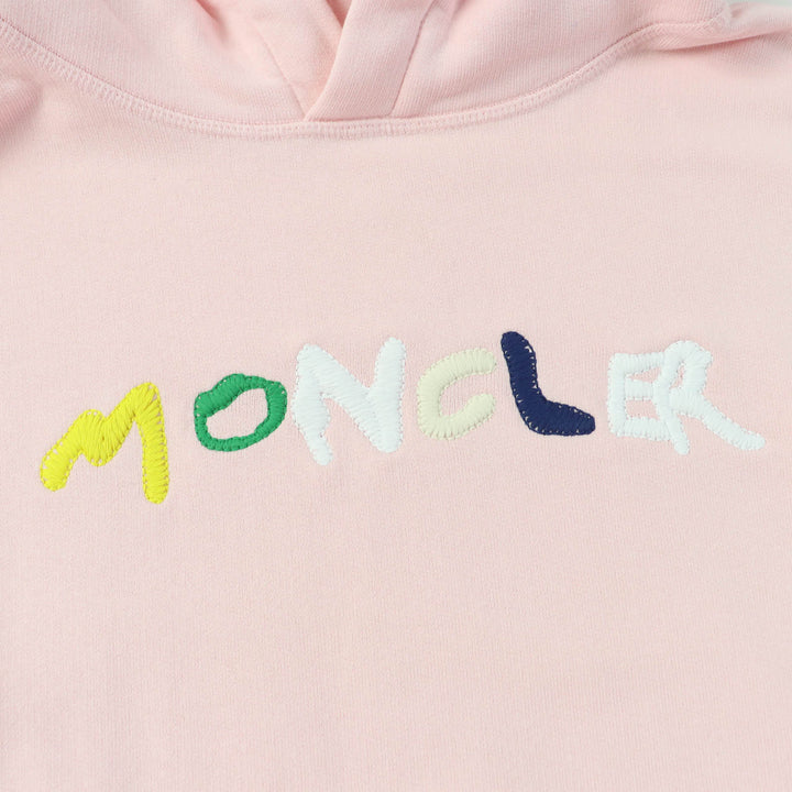 美品☆MONCLER モンクレール 2023年製 HOODIE コットン100％ ロゴワッペン・ロゴ刺繍入り パーカー ピンク L 正規品 レディース