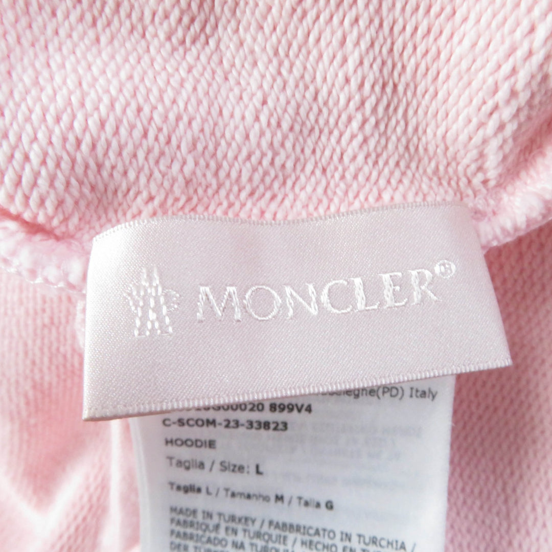 美品☆MONCLER モンクレール 2023年製 HOODIE コットン100％ ロゴワッペン・ロゴ刺繍入り パーカー ピンク L 正規品 レディース