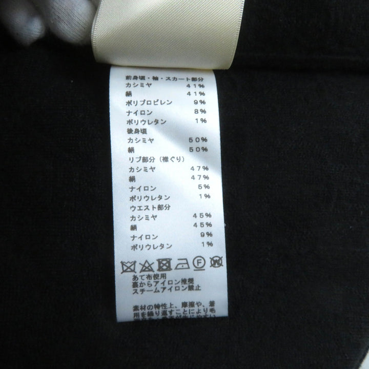 美品★HERMES エルメス 23SS 3E2500DC カシミヤ シルク混 クルーネック フレンチスリーブ ニット ワンピース ブラック 40 伊製 正規品