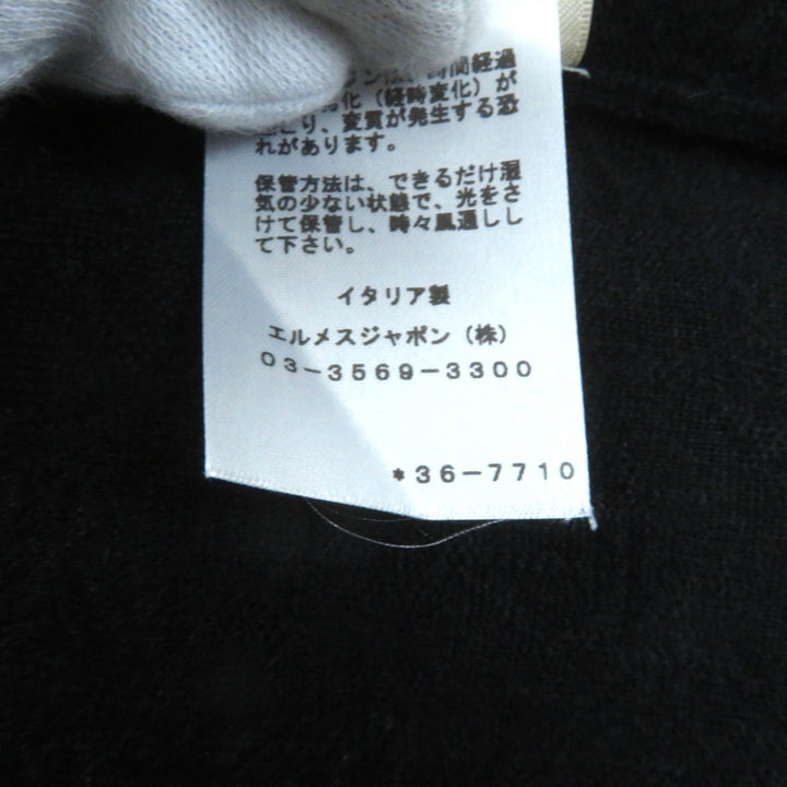 美品★HERMES エルメス 23SS 3E2500DC カシミヤ シルク混 クルーネック フレンチスリーブ ニット ワンピース ブラック 40 伊製 正規品