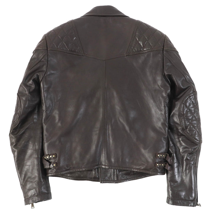 美品△Paul Smith COLLECTION ポールスミスコレクション ラムレザー エルボーパッチ 中綿入り ライダース レザージャケット M 正規品