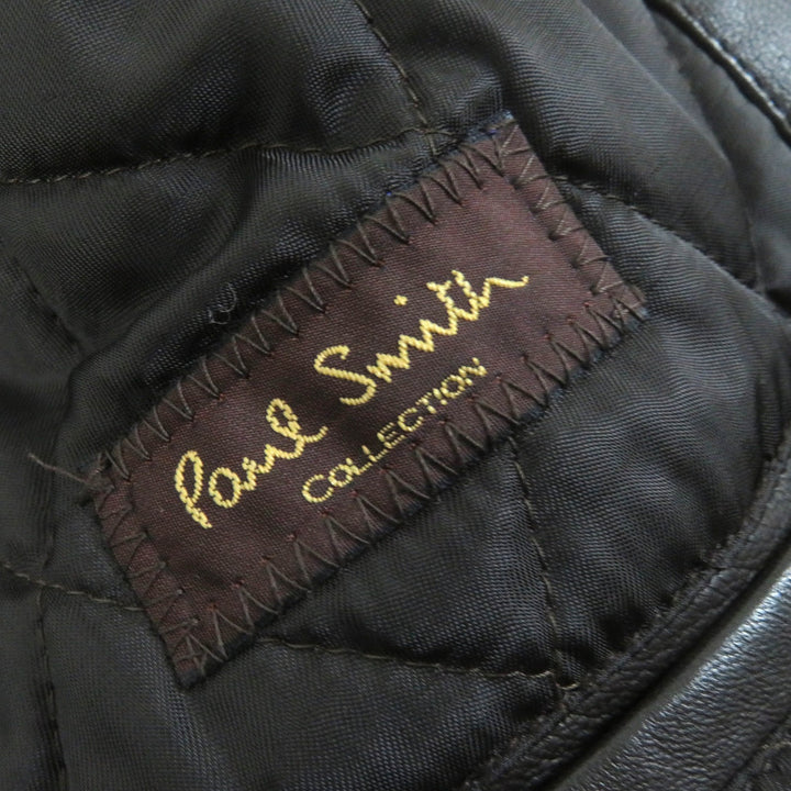 美品△Paul Smith COLLECTION ポールスミスコレクション ラムレザー エルボーパッチ 中綿入り ライダース レザージャケット M 正規品