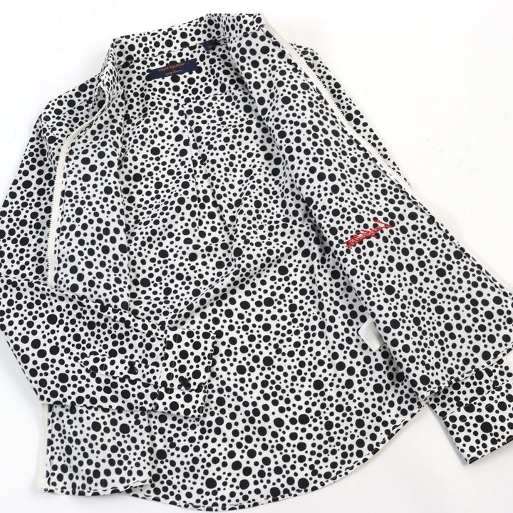 極美品○LOUIS VUITTON ルイヴィトン ヤヨイクサマ 23SS 1AB6I0 Infinity Dots Printed Zipped Shirt ロゴ刺繍 ジップジャケット S 正規