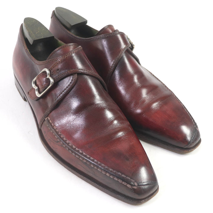 良品□Berluti ベルルッティ デムジュール スカーズ カリグラフィ スクリット パティーヌ シングルモンクストラップ レザーシューズ 9