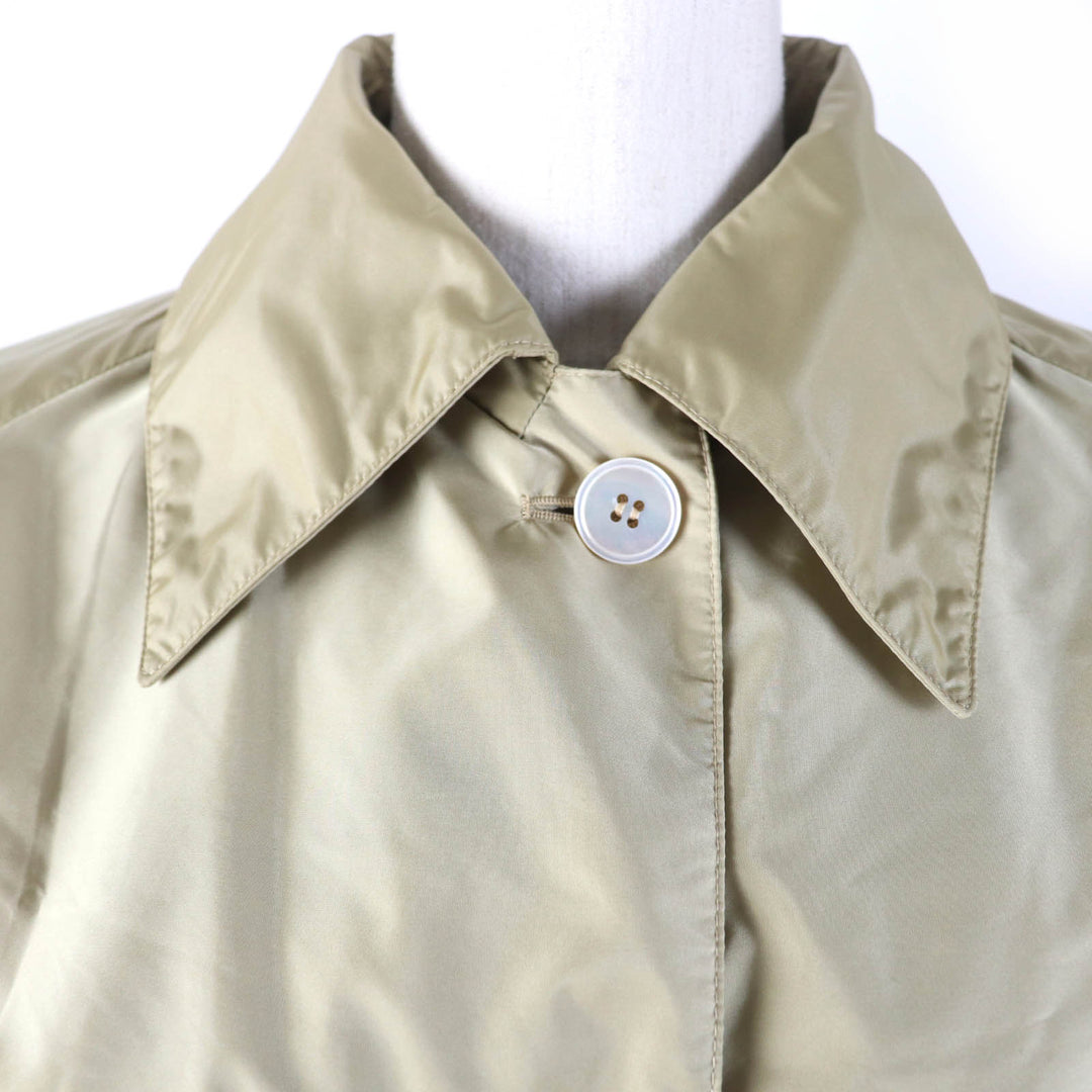 極美品☆PRADA プラダ 2021年製 292024 Re-Nylon ナイロン ロングコート ベージュ 38 ハンガー・ガーメント付 伊製 正規品 レディース