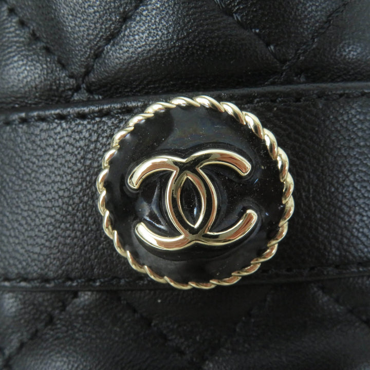 美品☆CHANEL シャネル 23B G45122 ココマーク マトラッセ レザー パテントレザー フラットパンプス バレエシューズ 黒 36.5 レディース
