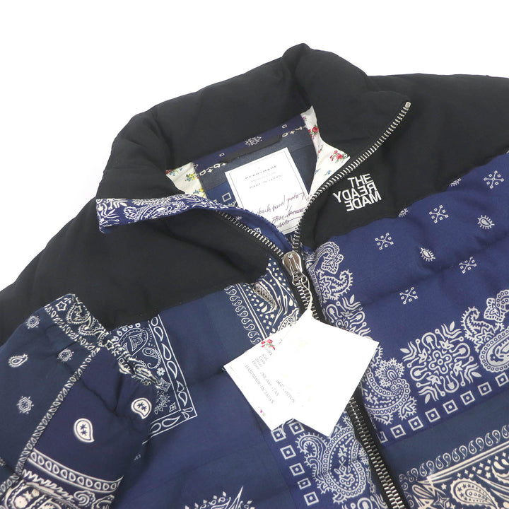 未使用品□READYMADE レディメイド RE-CO-NV-00-00-108 BANDANA DOWN JACKET USED加工 ダウンジャケット ネイビー 2 日本製 正規品