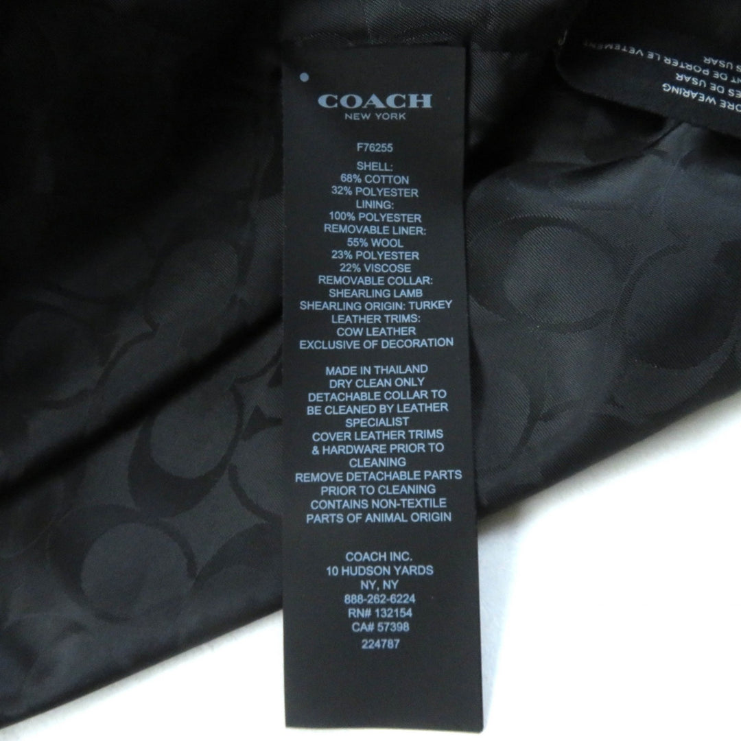 未使用品★COACH コーチ F76255 襟ムートン・ウールライナー・ベルト付 トレンチコート XS（日本Sサイズ相当） 正規品 定価176000円