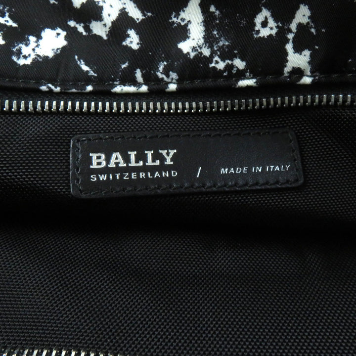 極美品★BALLY バリー WOLFSON TOTE ロゴ金具付 総柄 レザー使い 大型 トートバッグ ブラック ホワイト 保存袋付 イタリア製 レディース