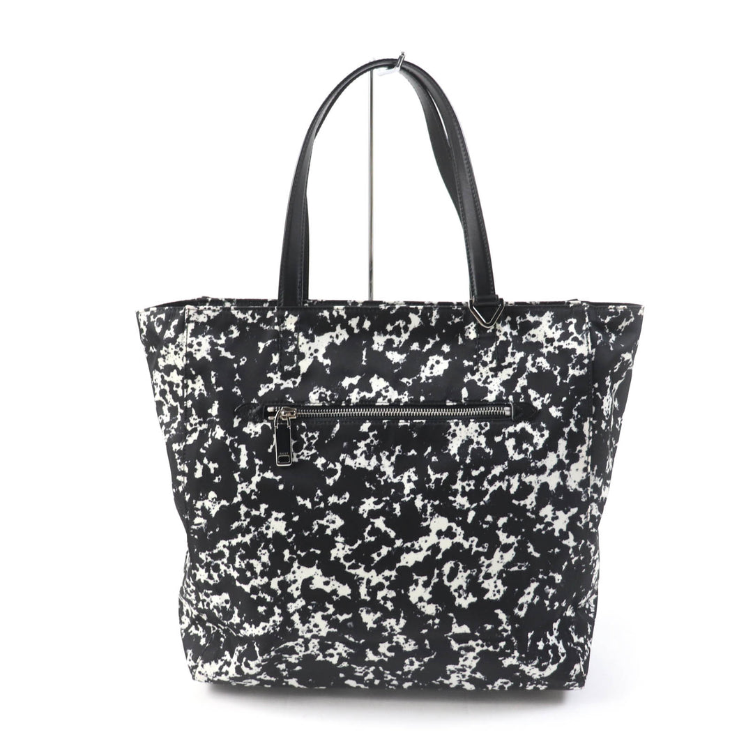 極美品★BALLY バリー WOLFSON TOTE ロゴ金具付 総柄 レザー使い 大型 トートバッグ ブラック ホワイト 保存袋付 イタリア製 レディース
