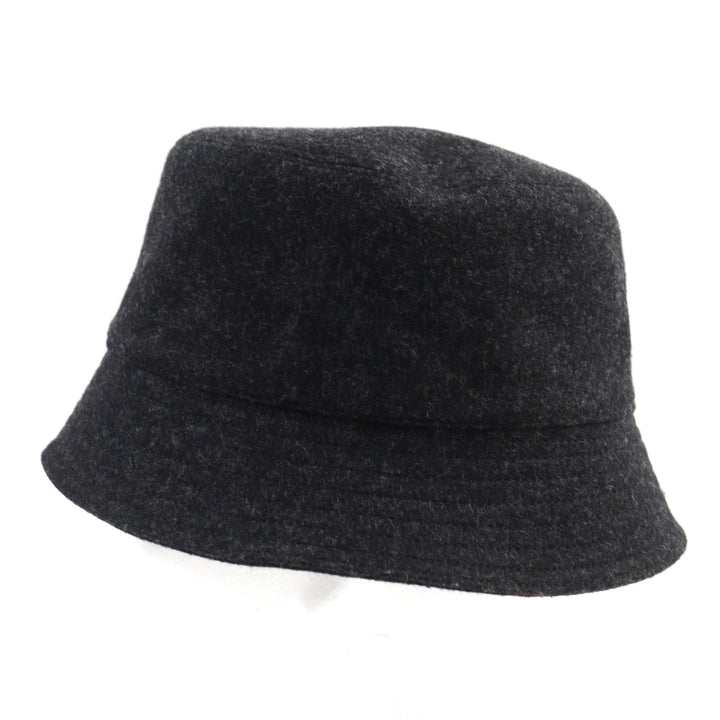 美品○PRADA プラダ 2HC137 ウール100% 三角プレート トライアングルロゴ バケットハット ダークグレー M イタリア製 メンズおすすめ