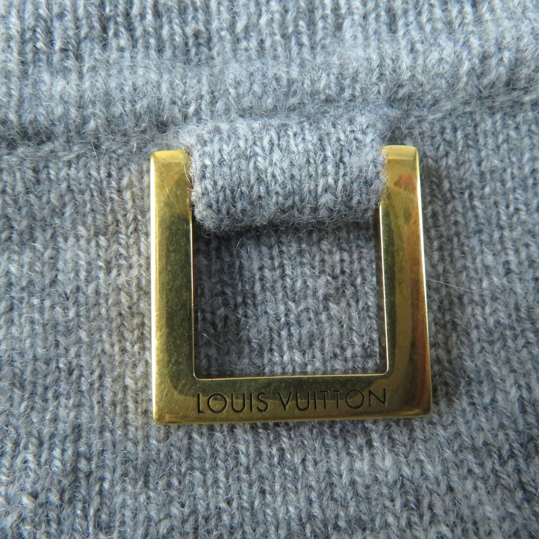 美品☆LOUIS VUITTON ルイヴィトン 23SS カシミヤ ウール ロゴ金具付 長袖 タートルネック ニット グレー S 伊製 正規品 レディース