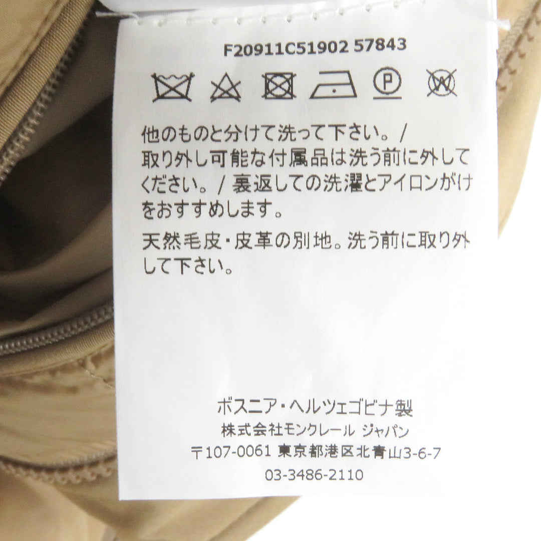 美品□MONCLER モンクレール 20-21AW POLA ポーラ ファーフーデッド WZIP ロゴワッペン ダウンジャケット ベージュ 1 正規品 メンズ