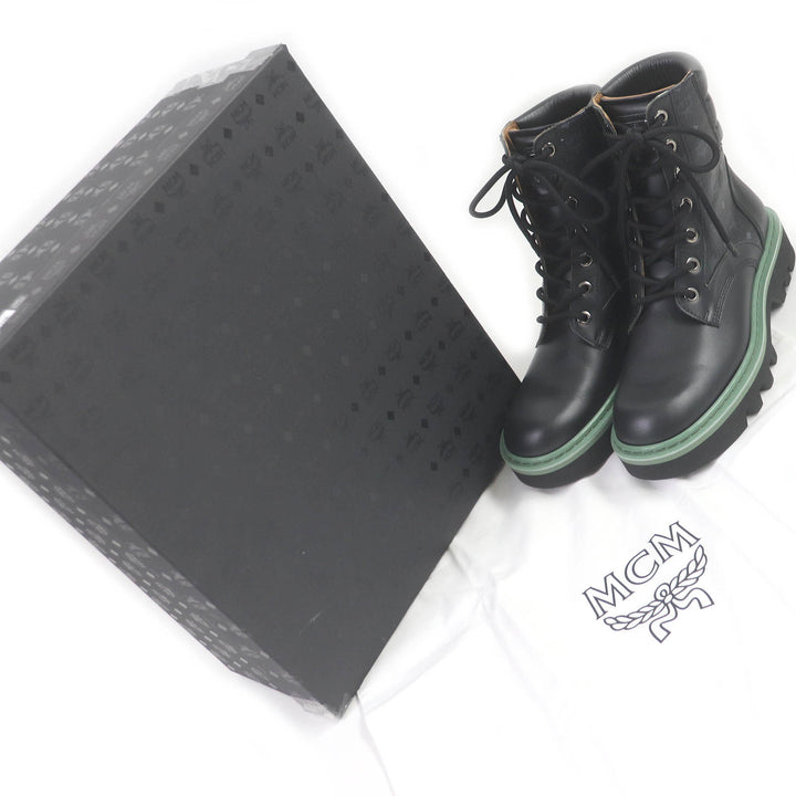 美品□MCM エム・シー・エム ヴィセトス レザー アンクルブーツ コンバットブーツ ブラック 42 保存袋付 イタリア製 メンズ 定価91300円