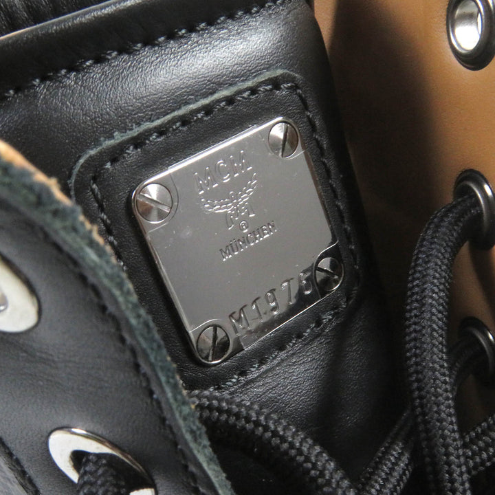 美品□MCM エム・シー・エム ヴィセトス レザー アンクルブーツ コンバットブーツ ブラック 42 保存袋付 イタリア製 メンズ 定価91300円