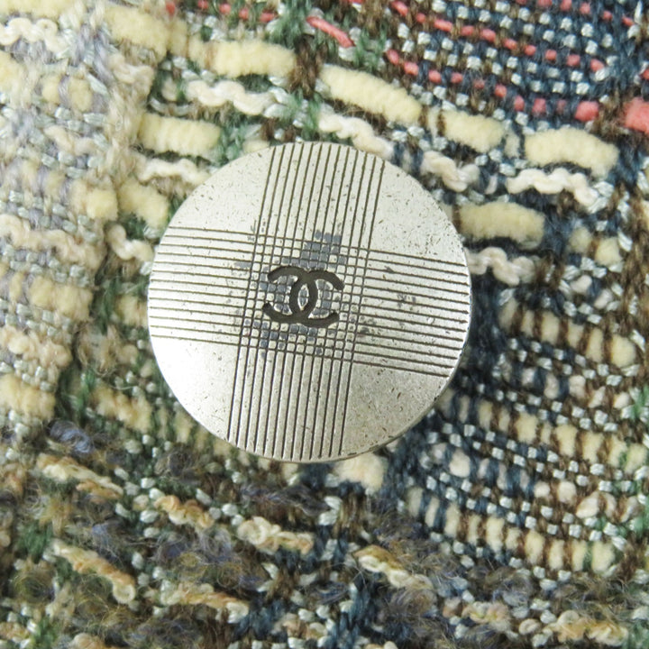 美品◎CHANEL シャネル ヴィンテージ 98P P10460 ココマークボタン ダブルブレスト ツイード セットアップ マルチ 38 正規品 レディース
