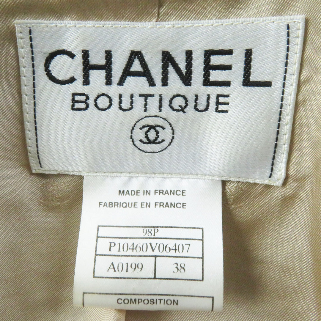 美品◎CHANEL シャネル ヴィンテージ 98P P10460 ココマークボタン ダブルブレスト ツイード セットアップ マルチ 38 正規品 レディース