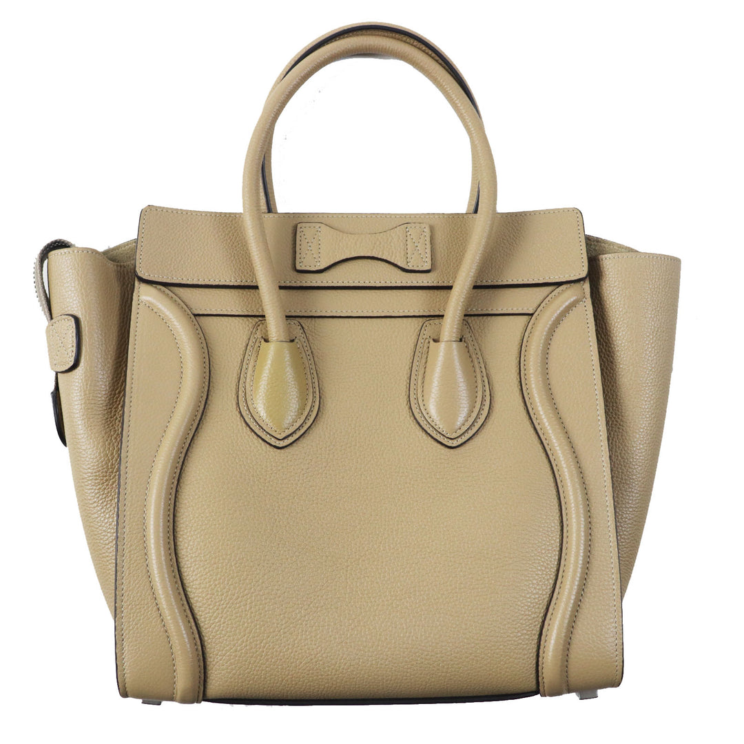 極美品◎CELINE セリーヌ 18979 ラゲージ マイクロ ショッパー デューン ドラムドカーフスキン ハンドバッグ イタリア製 定価517000円