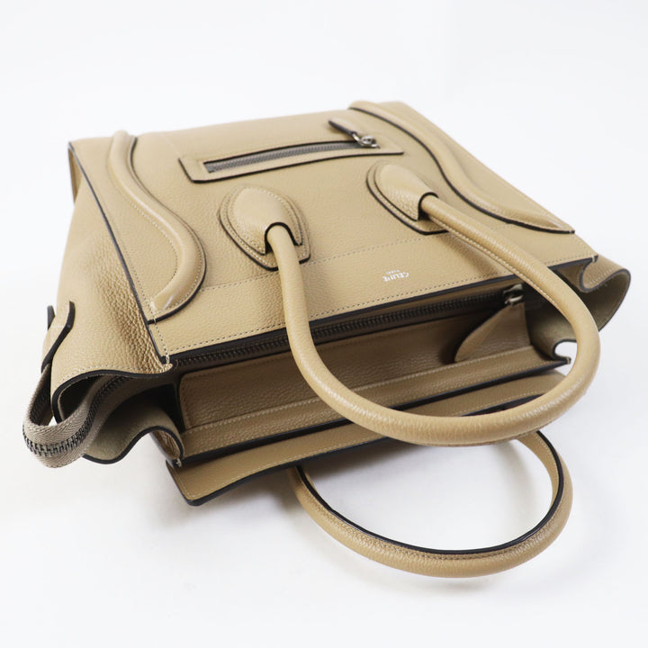 極美品◎CELINE セリーヌ 18979 ラゲージ マイクロ ショッパー デューン ドラムドカーフスキン ハンドバッグ イタリア製 定価517000円