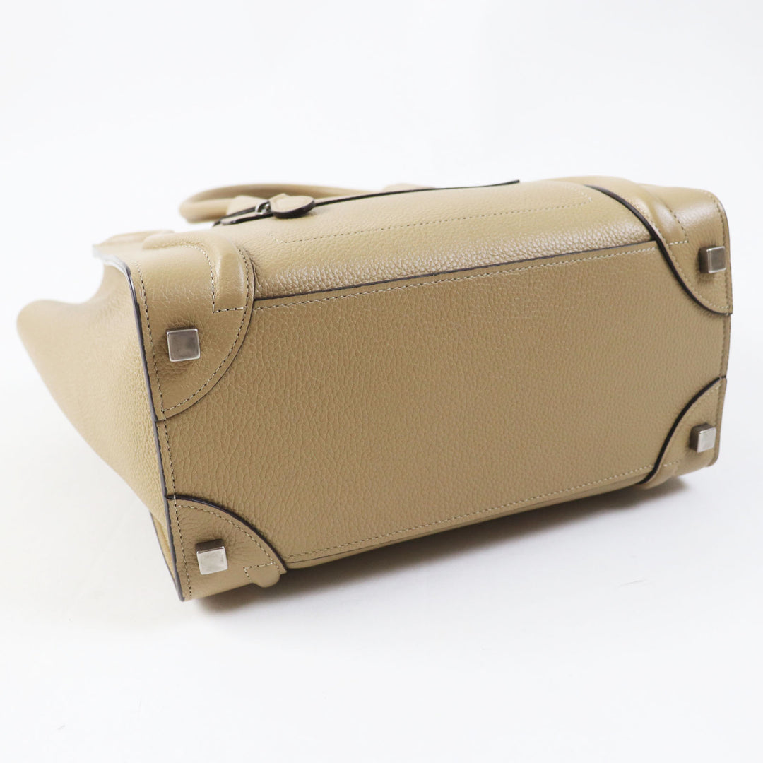 極美品◎CELINE セリーヌ 18979 ラゲージ マイクロ ショッパー デューン ドラムドカーフスキン ハンドバッグ イタリア製 定価517000円
