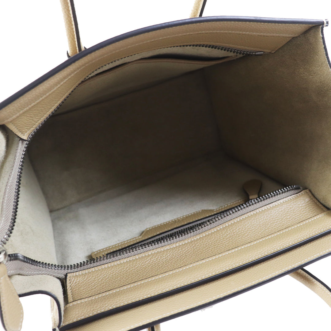 極美品◎CELINE セリーヌ 18979 ラゲージ マイクロ ショッパー デューン ドラムドカーフスキン ハンドバッグ イタリア製 定価517000円