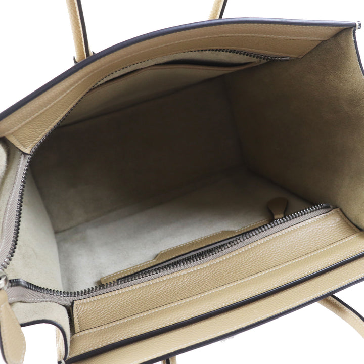 極美品◎CELINE セリーヌ 18979 ラゲージ マイクロ ショッパー デューン ドラムドカーフスキン ハンドバッグ イタリア製 定価517000円