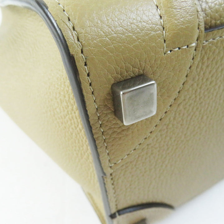 極美品◎CELINE セリーヌ 18979 ラゲージ マイクロ ショッパー デューン ドラムドカーフスキン ハンドバッグ イタリア製 定価517000円