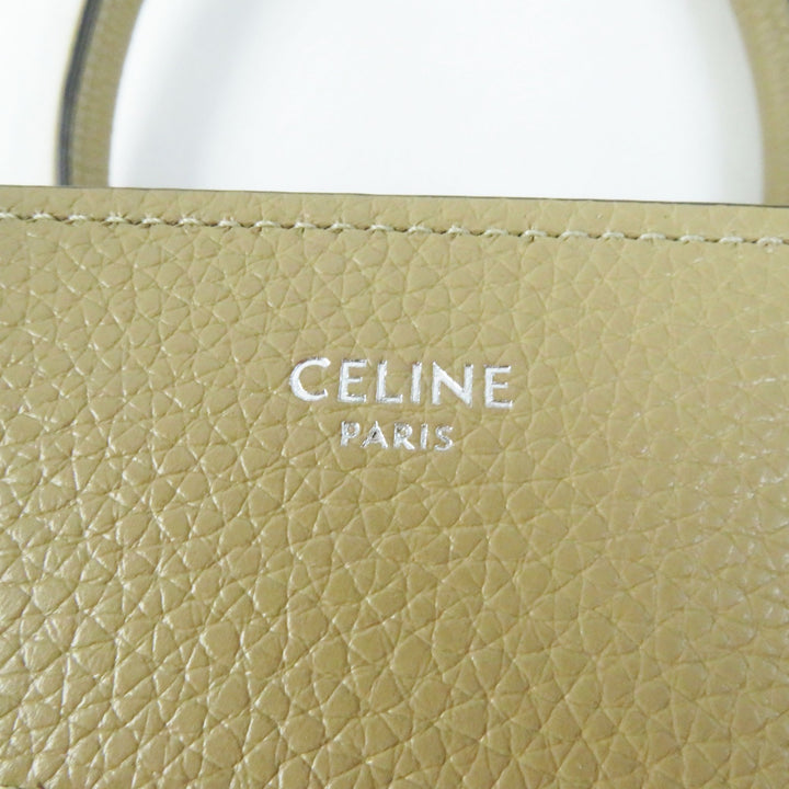極美品◎CELINE セリーヌ 18979 ラゲージ マイクロ ショッパー デューン ドラムドカーフスキン ハンドバッグ イタリア製 定価517000円