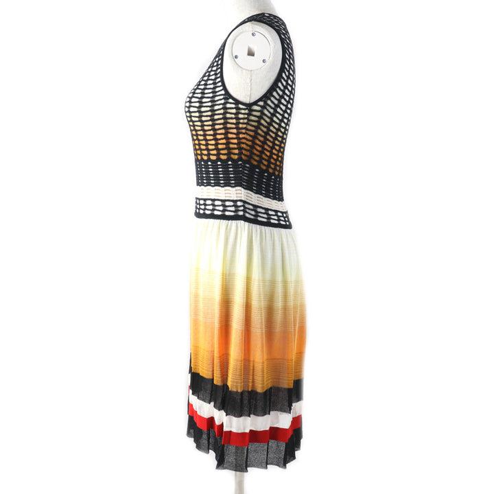極美品★Missoni ミッソーニ グラデーション ノースリーブ 膝丈 プリーツ ワンピース マルチ 38 イタリア製 正規品 レディース