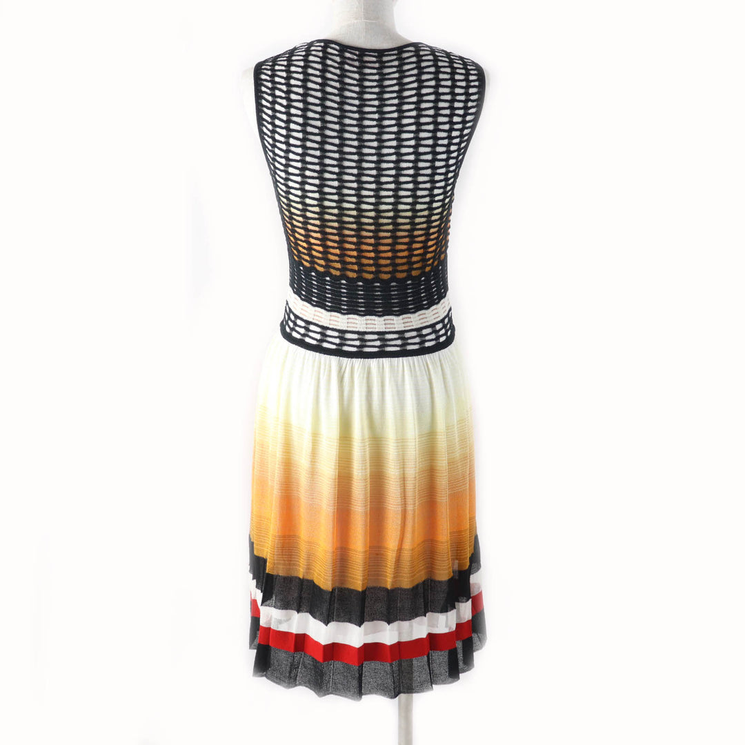 極美品★Missoni ミッソーニ グラデーション ノースリーブ 膝丈 プリーツ ワンピース マルチ 38 イタリア製 正規品 レディース
