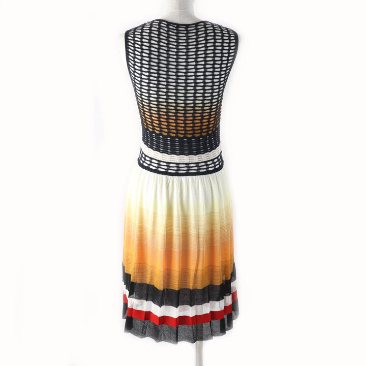 極美品★Missoni ミッソーニ グラデーション ノースリーブ 膝丈 プリーツ ワンピース マルチ 38 イタリア製 正規品 レディース