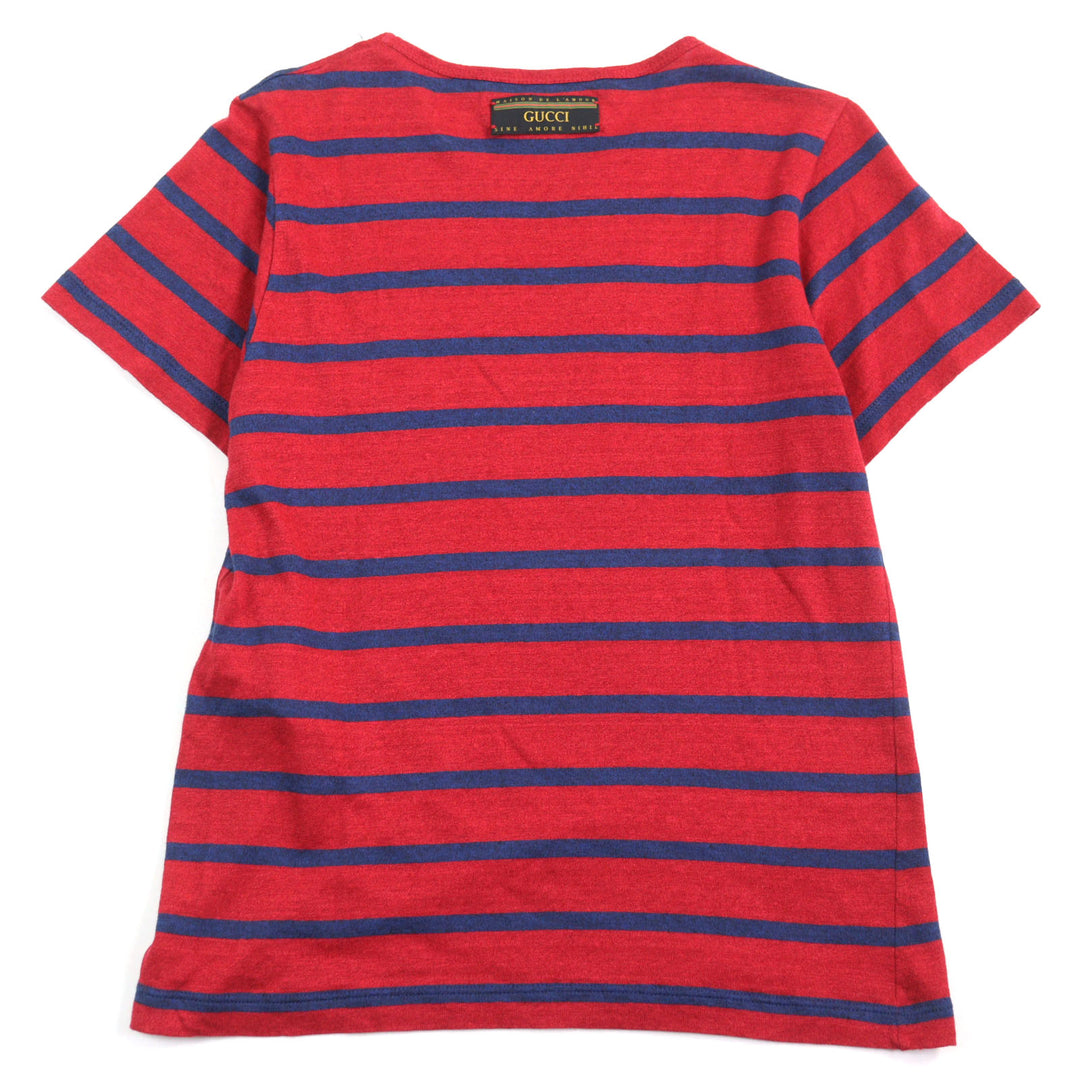美品○GUCCI×Disney グッチ×ディズニー 598971 リネン70%　 ミッキーワッペン ロゴタグ付き 半袖Ｔシャツ ボーダー柄 XS 正規品 メンズ