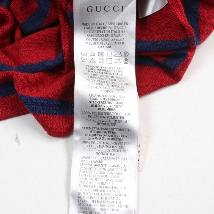 美品○GUCCI×Disney グッチ×ディズニー 598971 リネン70%　 ミッキーワッペン ロゴタグ付き 半袖Ｔシャツ ボーダー柄 XS 正規品 メンズ