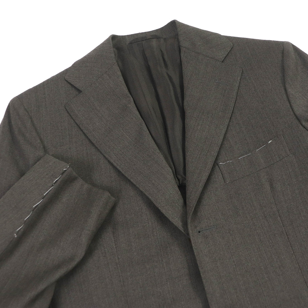 未使用品□Sartorio サルトリオ ウール100％ シングルスーツ ブレザー スラックス セットアップ ブラウン系 44 イタリア製 正規品 メンズ