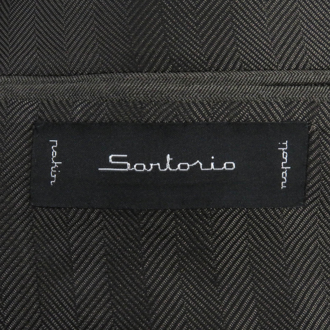 未使用品□Sartorio サルトリオ ウール100％ シングルスーツ ブレザー スラックス セットアップ ブラウン系 44 イタリア製 正規品 メンズ