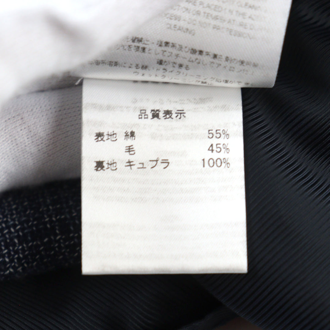 極美品○DEPETRILLO デ ペトリロ コットン ウール 本切羽 シングル テーラードジャケット ブルー チェック柄 44 伊製 正規品 メンズ