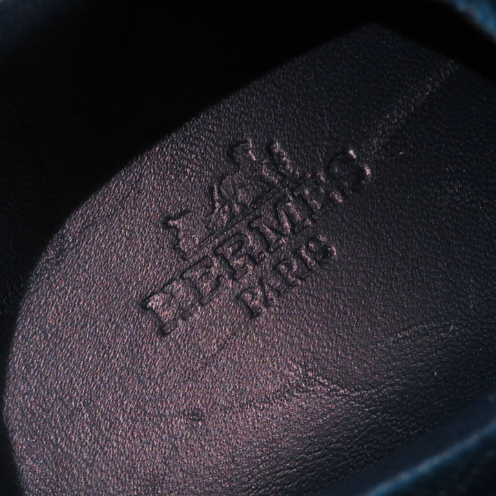 美品◎HERMES エルメス ウイングパッチ付き ベルベット スウェードレザー ローカットスニーカー エメラルドグリーン 37 袋付 レディース