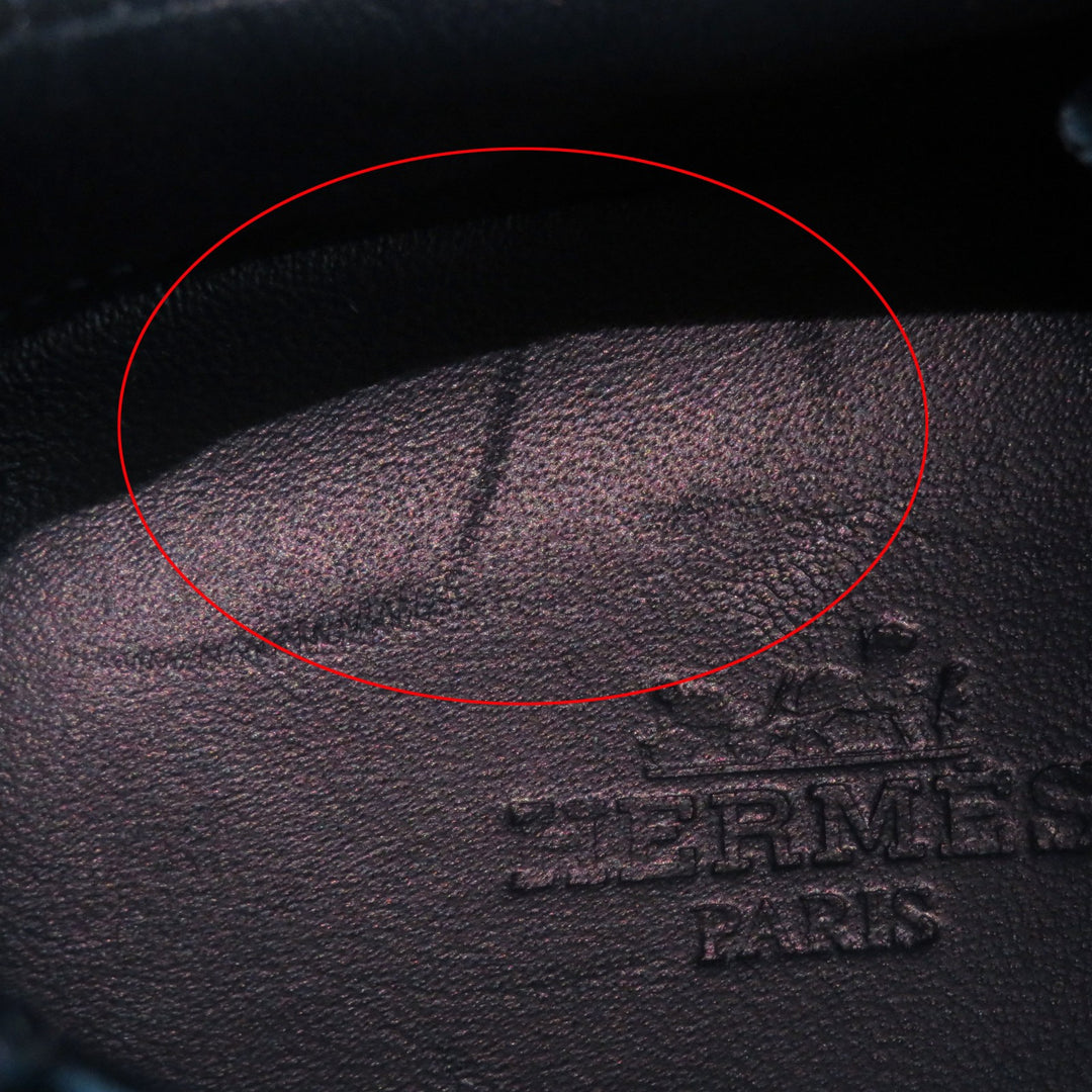 美品◎HERMES エルメス ウイングパッチ付き ベルベット スウェードレザー ローカットスニーカー エメラルドグリーン 37 袋付 レディース