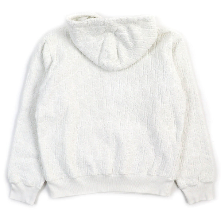 良品△DIOR ディオール オム 013J605C0607 コットン100％ オブリーク パイル地 総柄 プルオーバー パーカー ホワイト XS 伊製 正規品