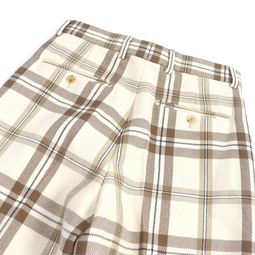 未使用品□GUCCI グッチ 23SS 710564 ウール100％ チェック柄 ハーフパンツ ワイドパンツ ベージュ系 44 イタリア製 正規品 メンズ