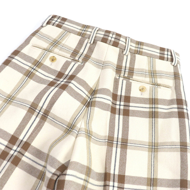 未使用品□GUCCI グッチ 23SS 710564 ウール100％ チェック柄 ハーフパンツ ワイドパンツ ベージュ系 44 イタリア製 正規品 メンズ