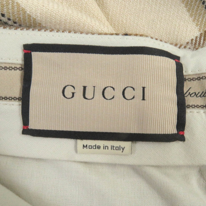 未使用品□GUCCI グッチ 23SS 710564 ウール100％ チェック柄 ハーフパンツ ワイドパンツ ベージュ系 44 イタリア製 正規品 メンズ