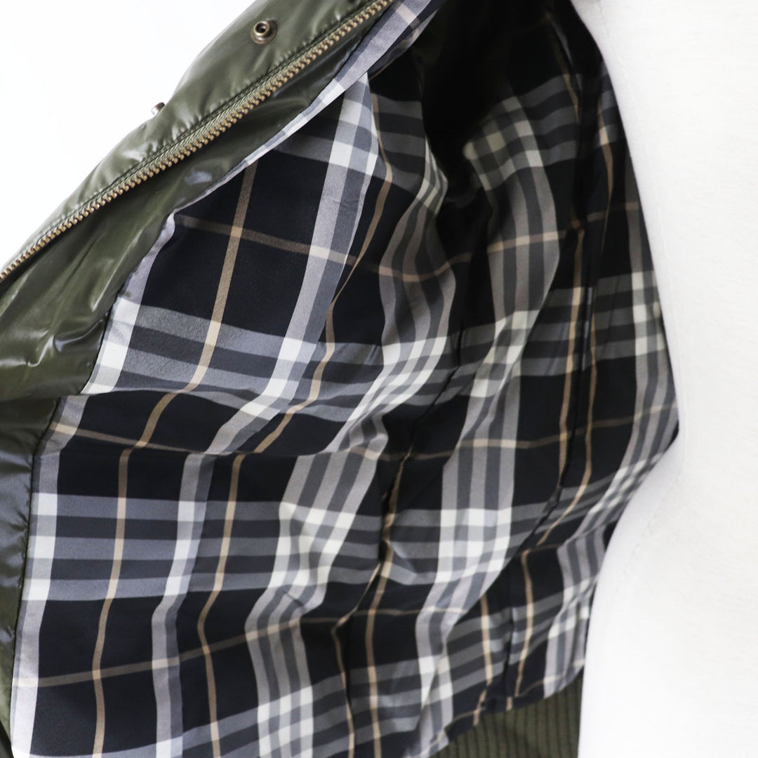 美品◎BURBERRY BLUE LABEL バーバリーブルーレーベル FCF14-532-72 ラクーンファー・フード付き ダウンジャケット カーキ 40 正規品