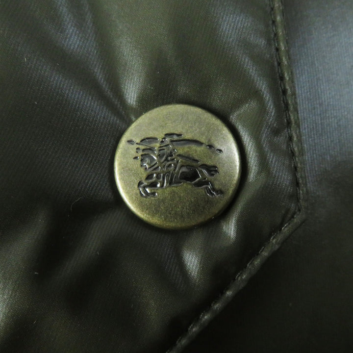 美品◎BURBERRY BLUE LABEL バーバリーブルーレーベル FCF14-532-72 ラクーンファー・フード付き ダウンジャケット カーキ 40 正規品