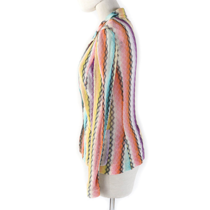 極美品☆Missoni ミッソーニ 総柄デザイン メッシュ コットン ニット ジャケット マルチカラー 40 イタリア製 正規品 レディース