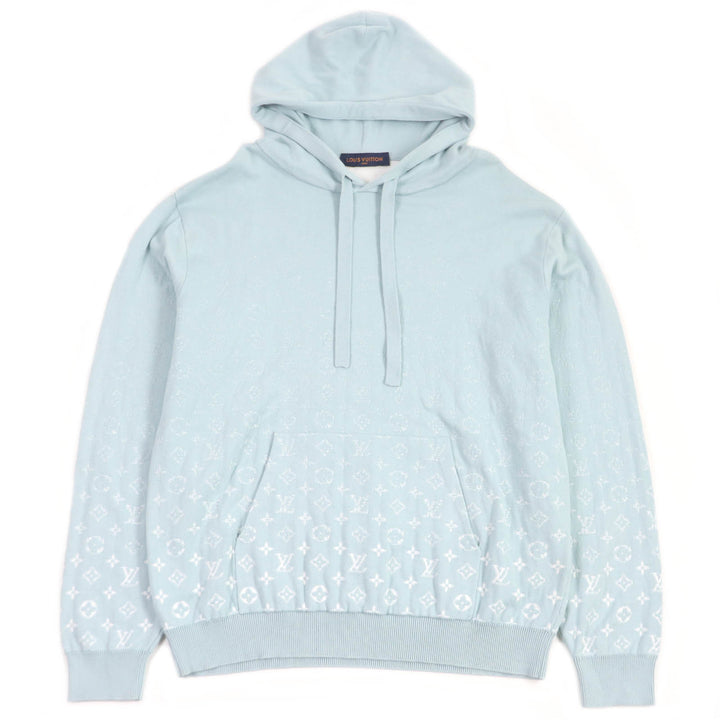 極美品□LOUIS VUITTON ルイヴィトン 23SS モノグラムグラディエント プルオーバー ニットパーカー ライトブルー XL イタリア製 正規品