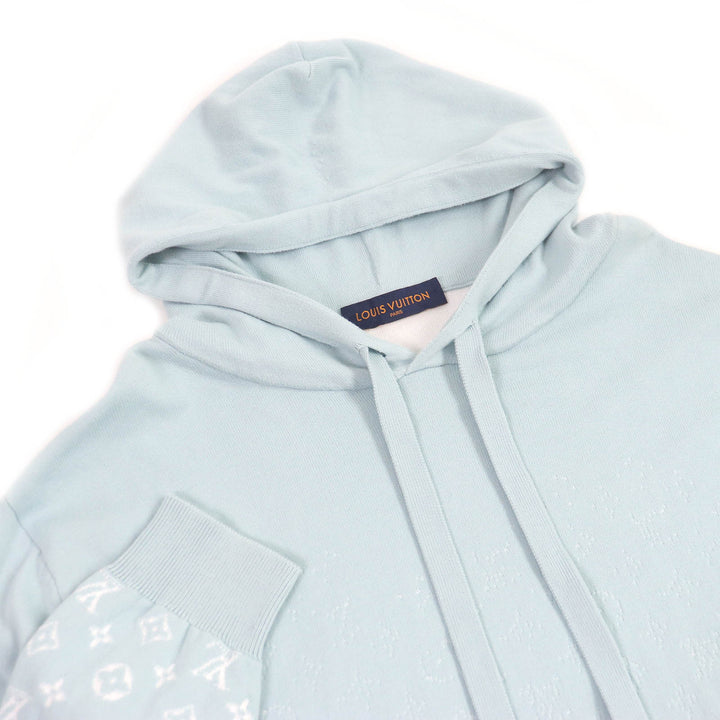 極美品□LOUIS VUITTON ルイヴィトン 23SS モノグラムグラディエント プルオーバー ニットパーカー ライトブルー XL イタリア製 正規品