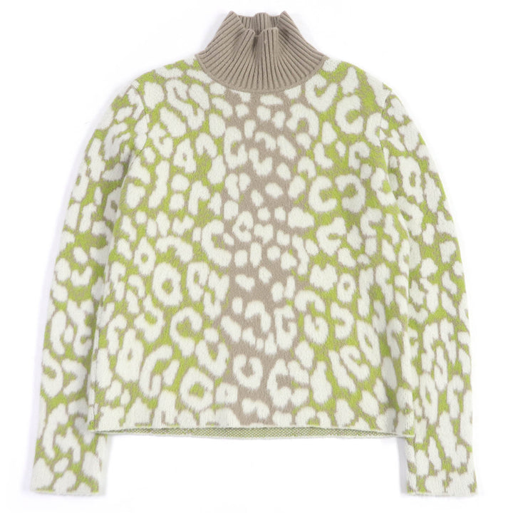 極美品□DIOR ディオール オム 213M638AT426 Leopard Cashmere High Neck Sweater カシミヤ100％ ハイネックニット M イタリア製 正規品